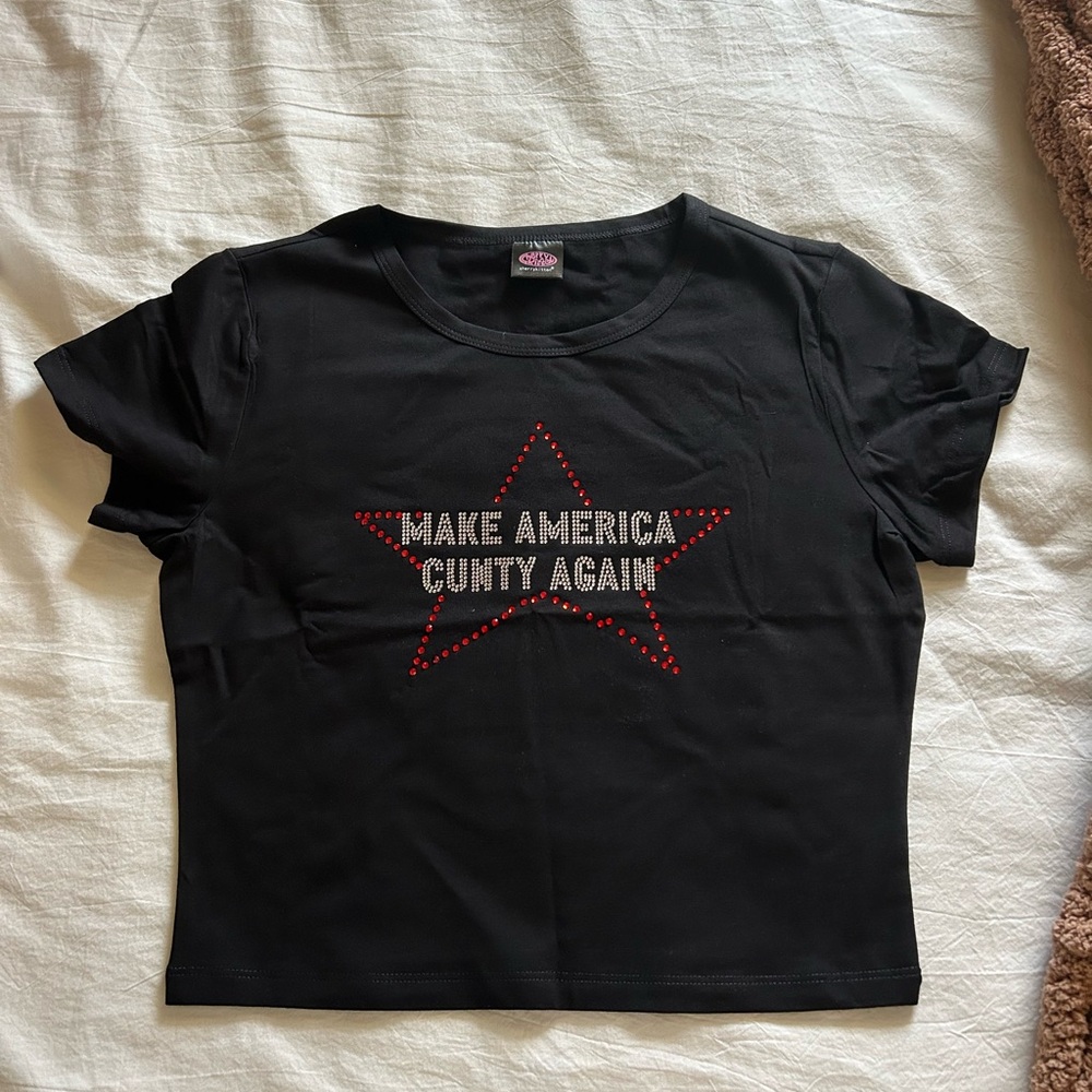 Funny bedazzled crop top